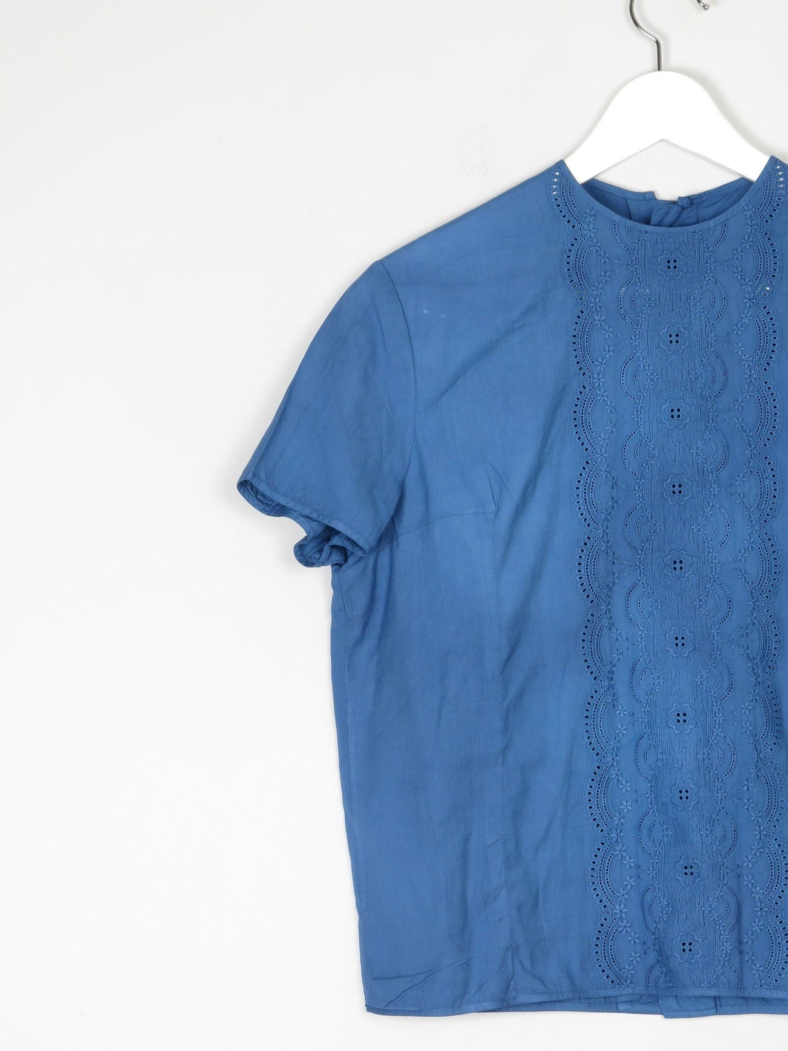 Petrol Blue Vintage 1950s Button Back Blouse M - The Harlequin