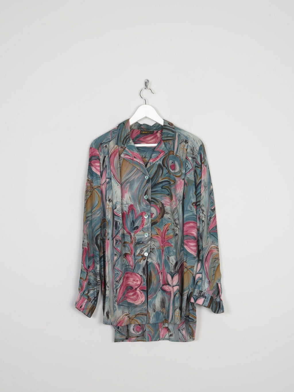 Printed Green Vintage Shirt/Blouse M/L - The Harlequin