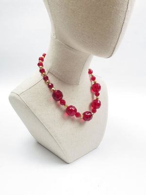 Red & Gold Vintage Costume Necklace - The Harlequin