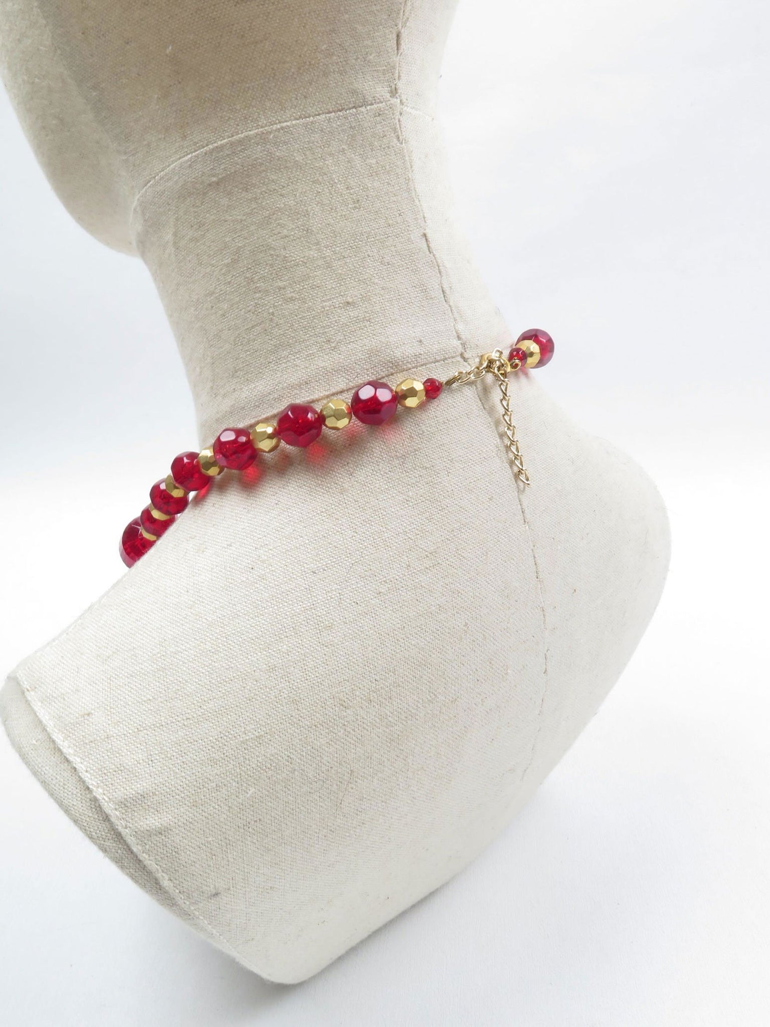 Red & Gold Vintage Costume Necklace - The Harlequin