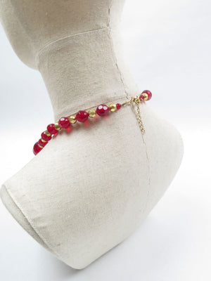 Red & Gold Vintage Costume Necklace - The Harlequin