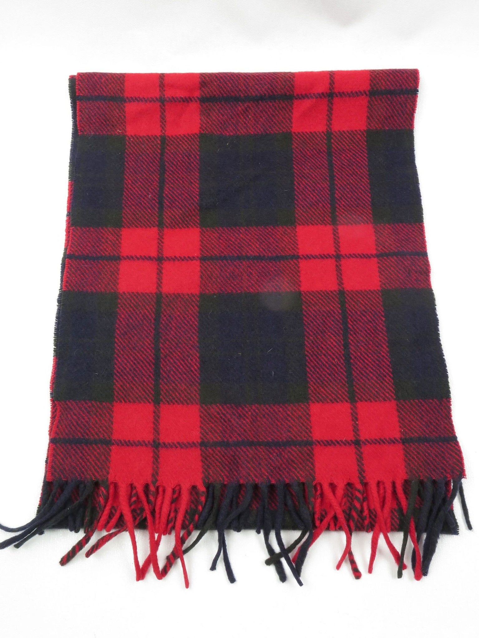 Red & Navy Tartan Cashmere Scarf - The Harlequin