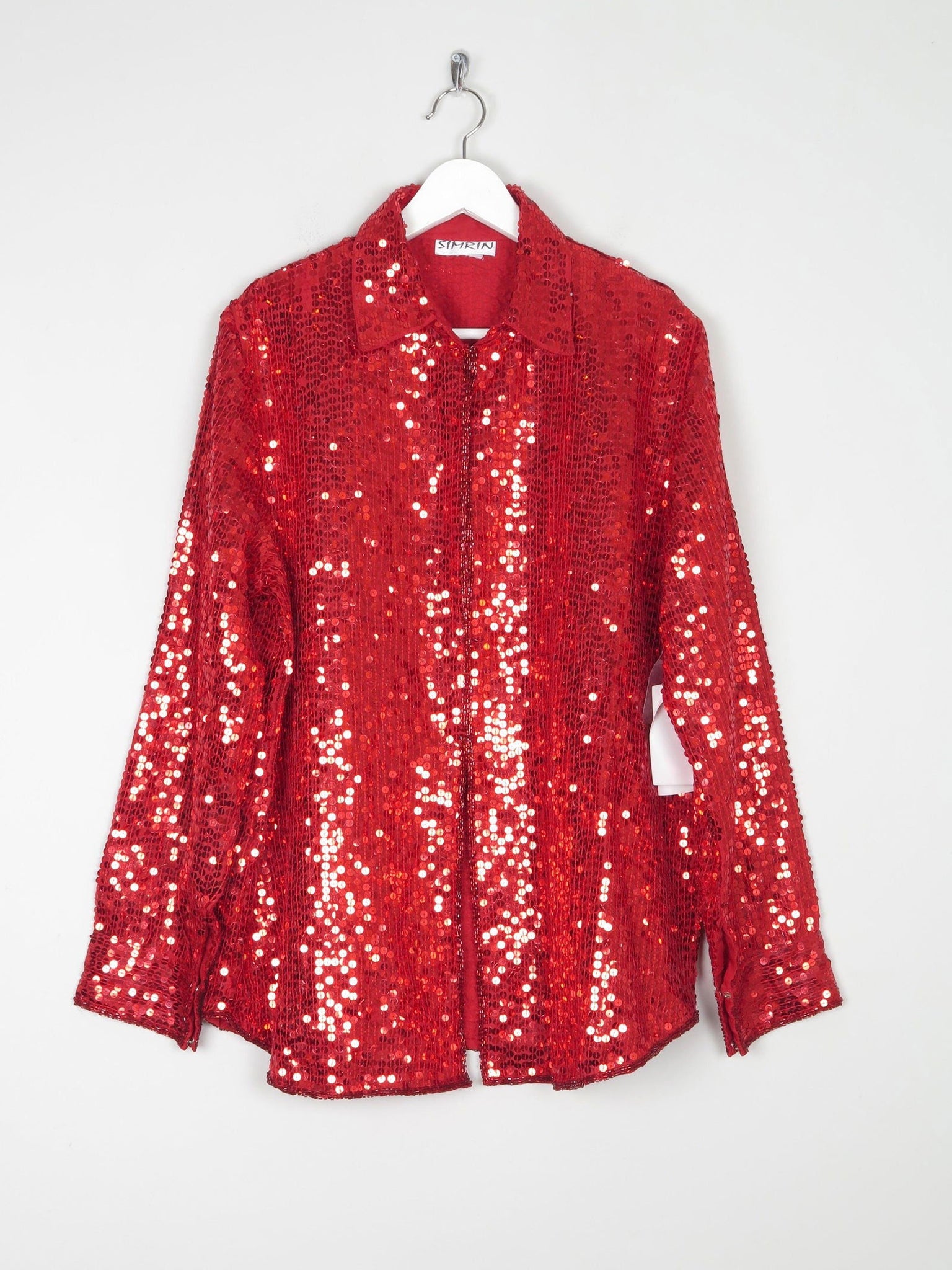 Red Sequin Vintage Shirt/Blouse M/L - The Harlequin
