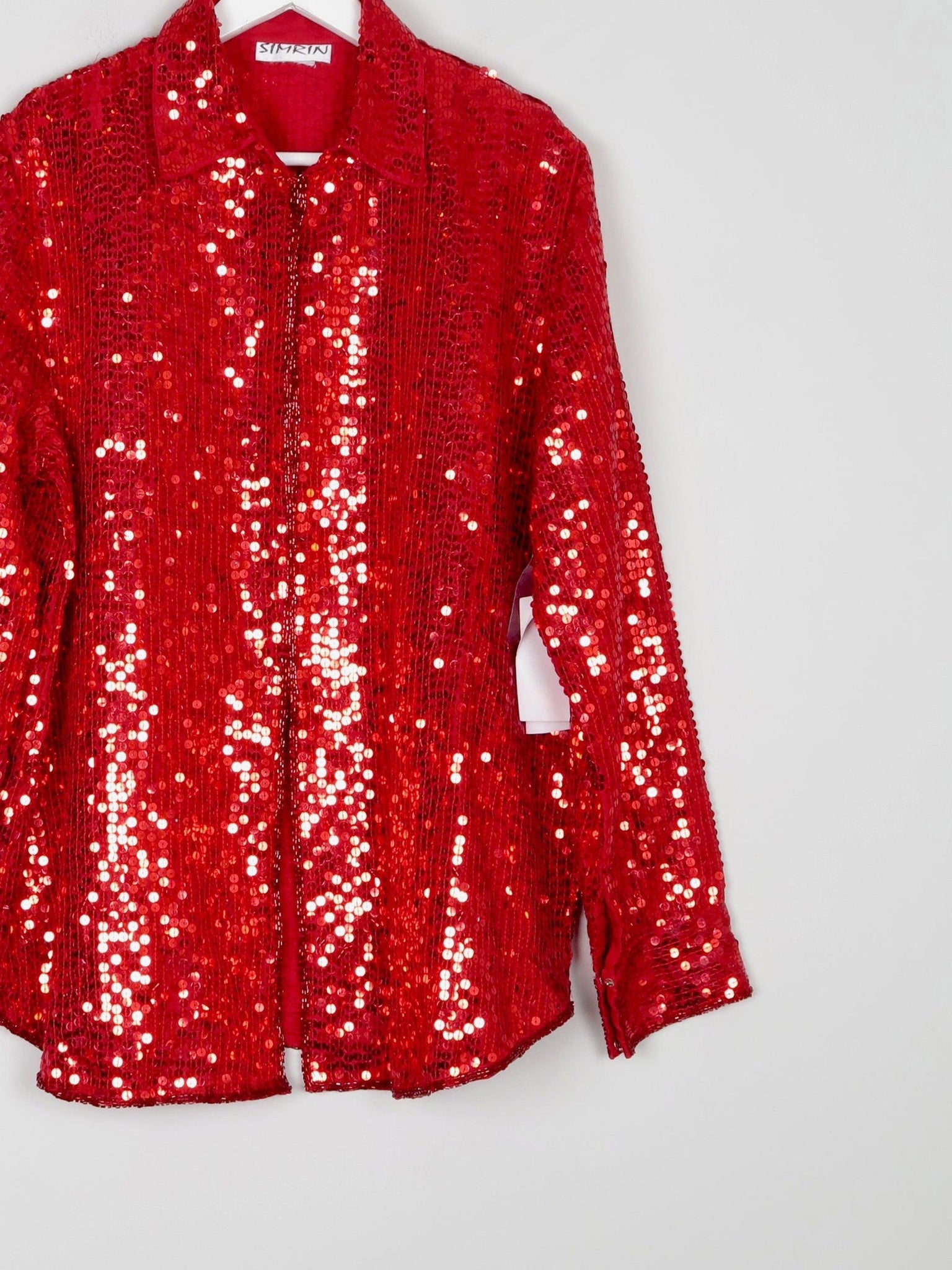 Red Sequin Vintage Shirt/Blouse M/L - The Harlequin