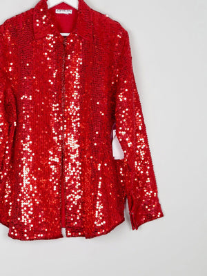 Red Sequin Vintage Shirt/Blouse M/L - The Harlequin