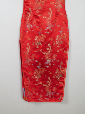 Red Silk Chinese Mandarin Vintage Dress Unworn XS 8 - The Harlequin
