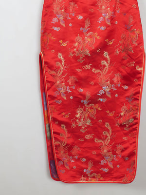 Red Silk Chinese Mandarin Vintage Dress Unworn XS 8 - The Harlequin