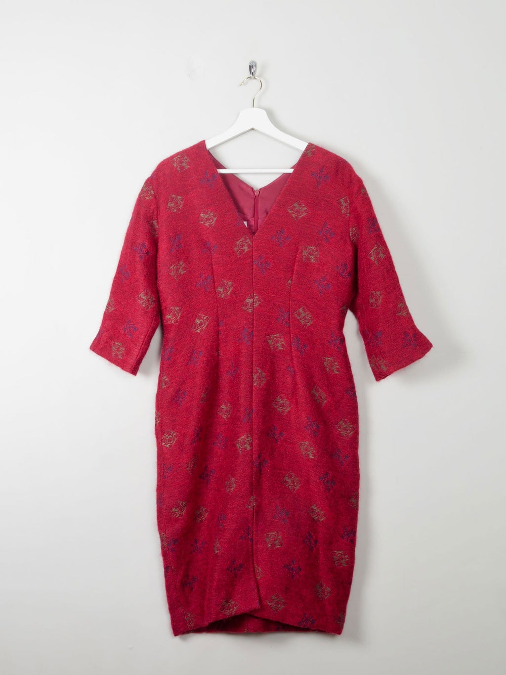 Red Wool Vintage Style Wiggle Dress - The Harlequin