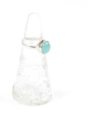 Silver & Chalcedony Ring Size P - The Harlequin