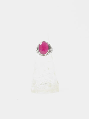 Silver Dark Pink Ruby Ring - The Harlequin