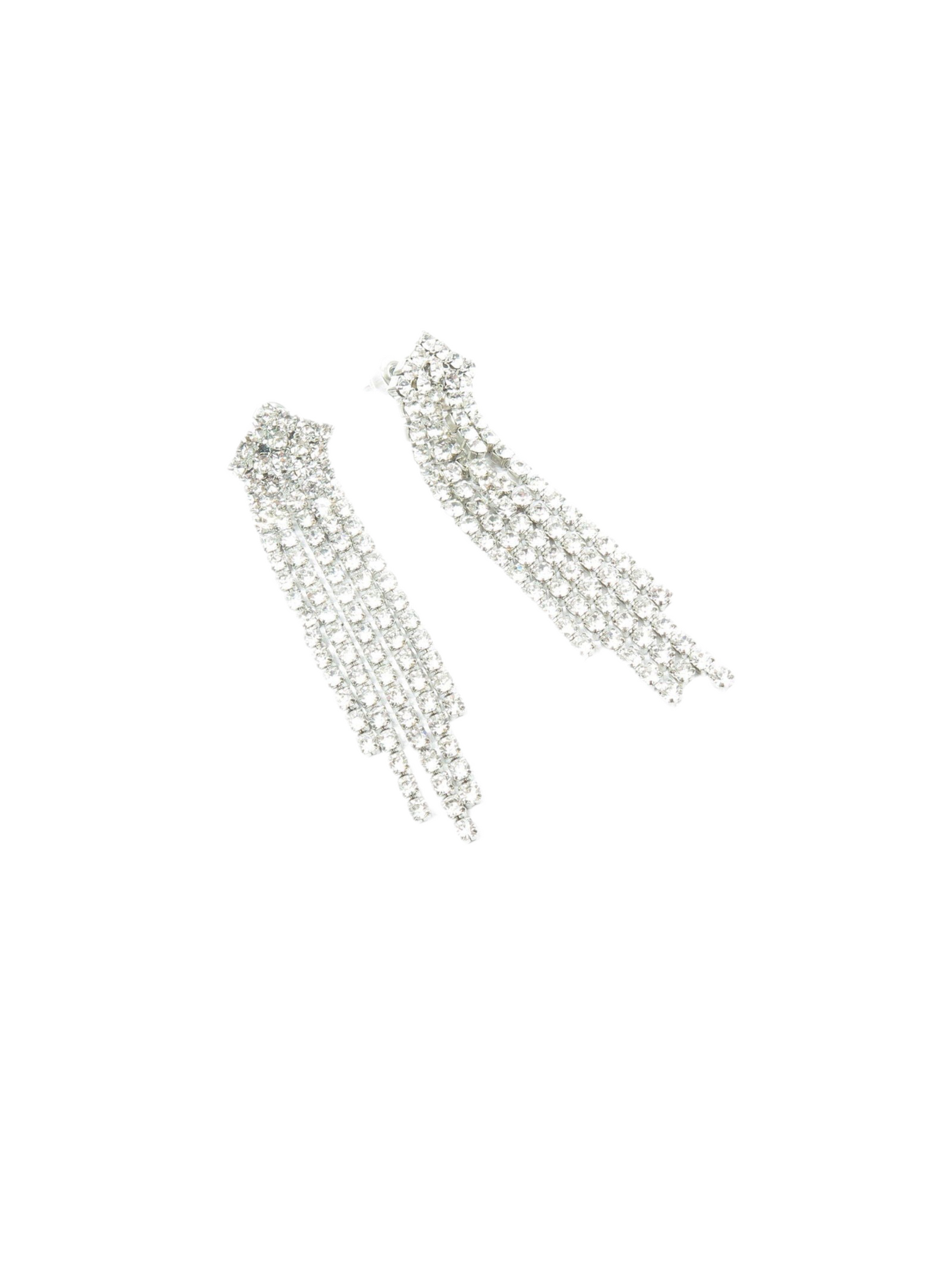 Silver Diamante Long Chandelier Earrings - The Harlequin