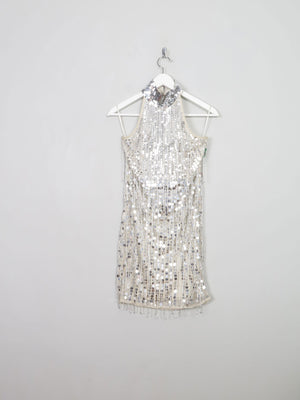 Silver Short Beaded & Fringed Party Dress 10 - The Harlequin