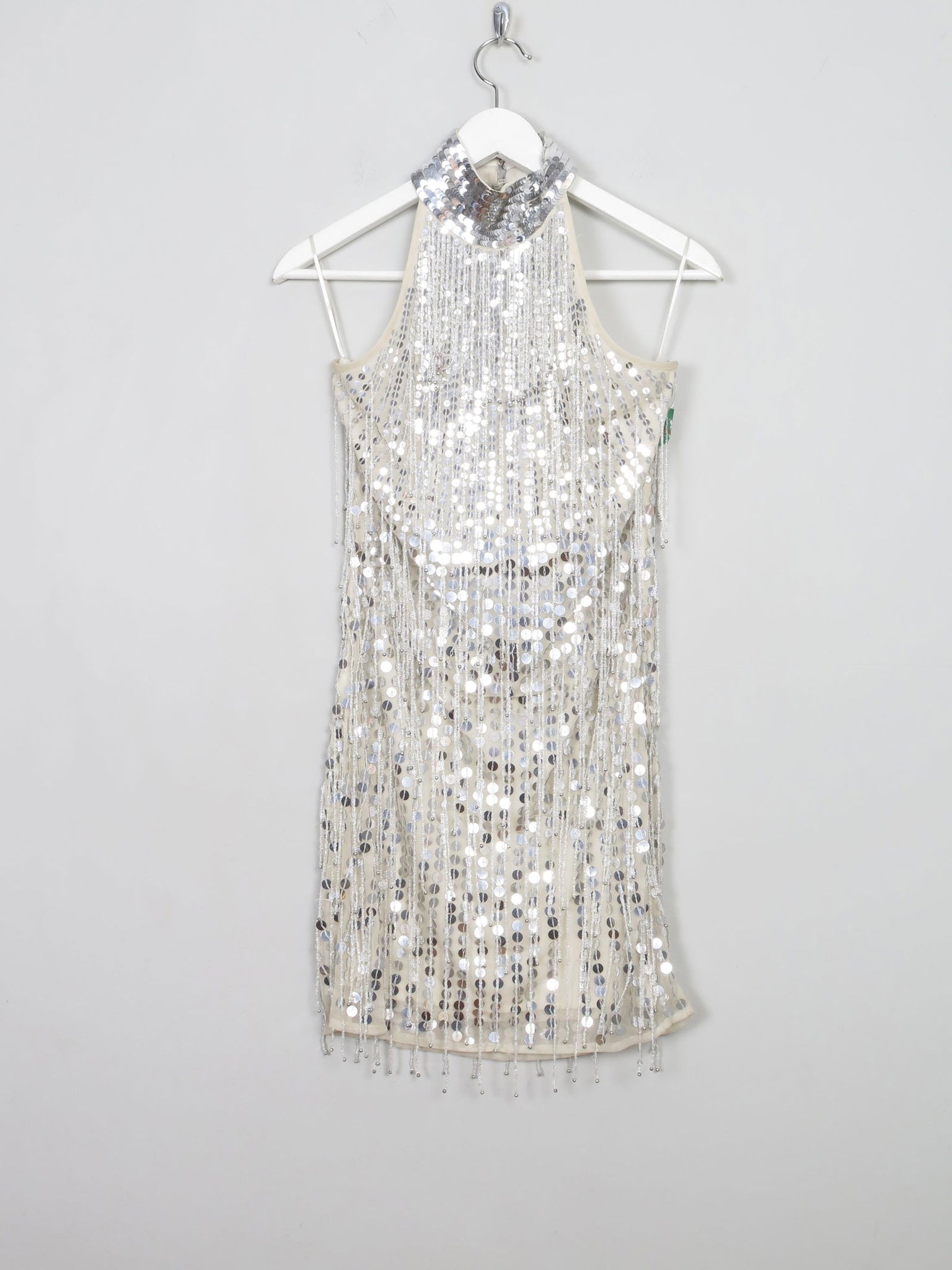 Silver Short Beaded & Fringed Party Dress 10 - The Harlequin