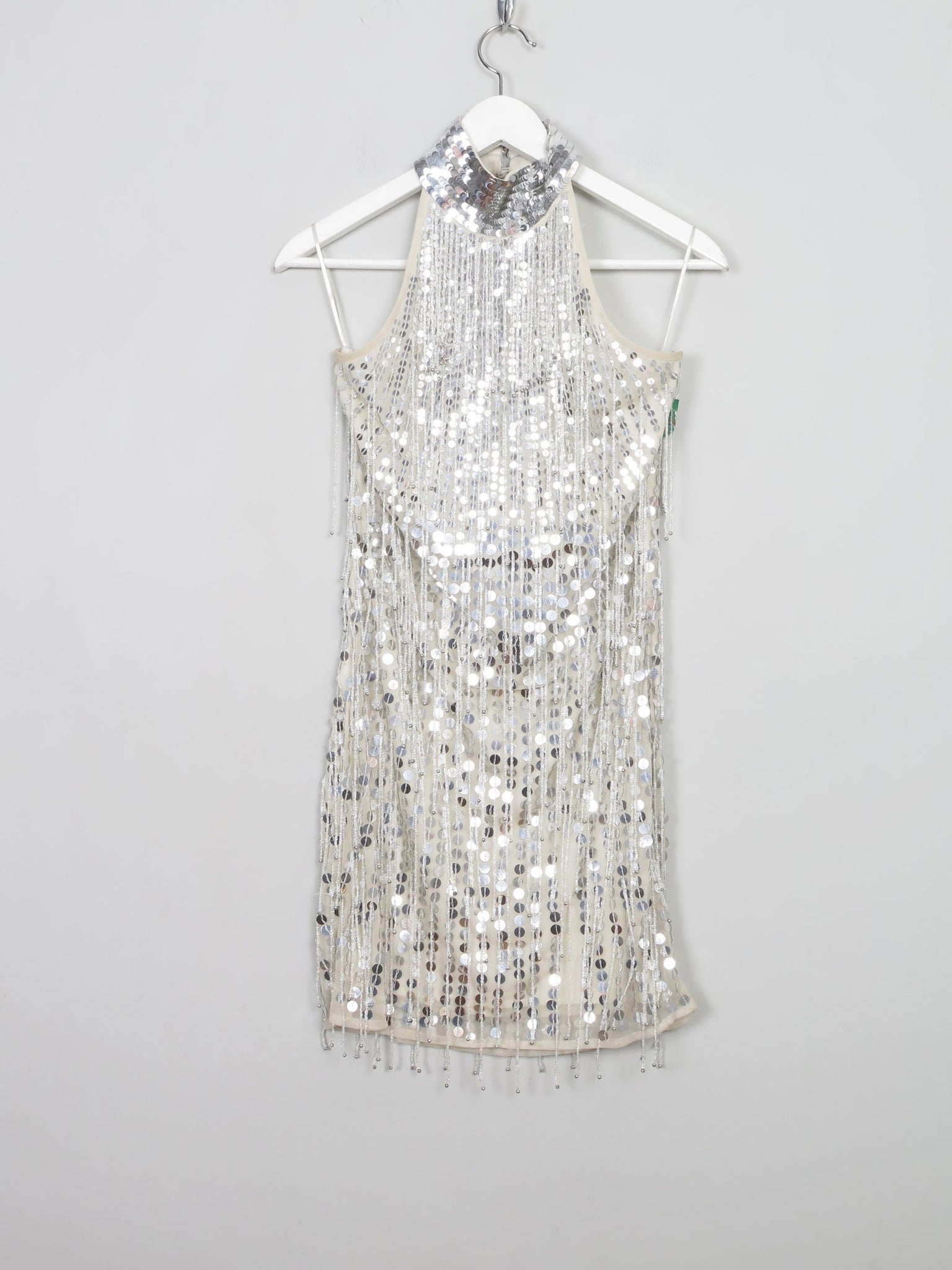Silver Short Beaded & Fringed Party Dress 10 - The Harlequin