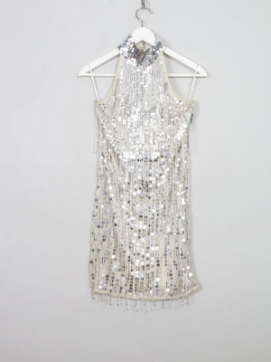 Silver Short Beaded & Fringed Party Dress 10 - The Harlequin