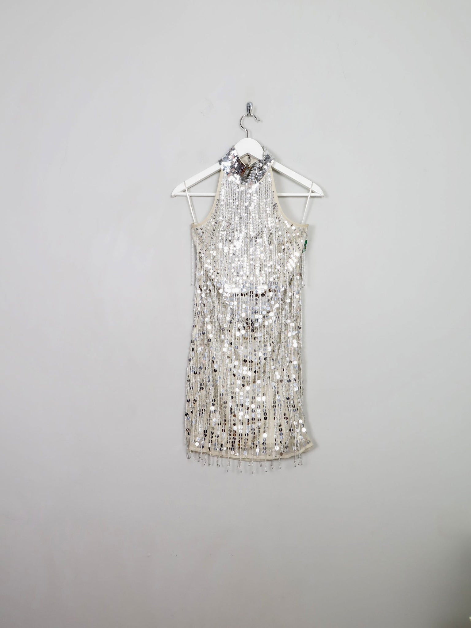 Silver Short Beaded & Fringed Party Dress 10 - The Harlequin