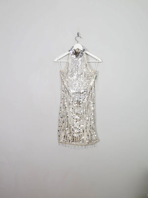 Silver Short Beaded & Fringed Party Dress 10 - The Harlequin