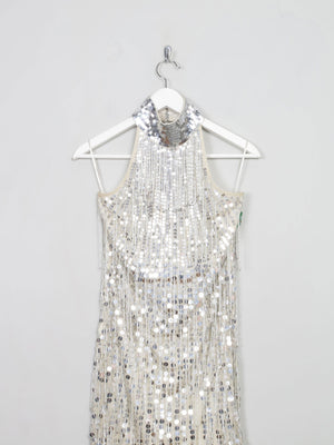 Silver Short Beaded & Fringed Party Dress 10 - The Harlequin