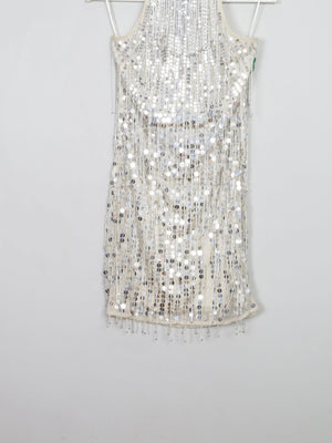 Silver Short Beaded & Fringed Party Dress 10 - The Harlequin