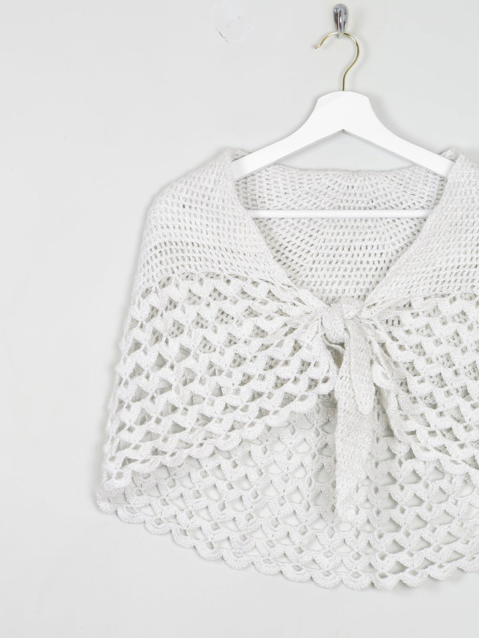 Silver Vintage Crochet Shawl - The Harlequin