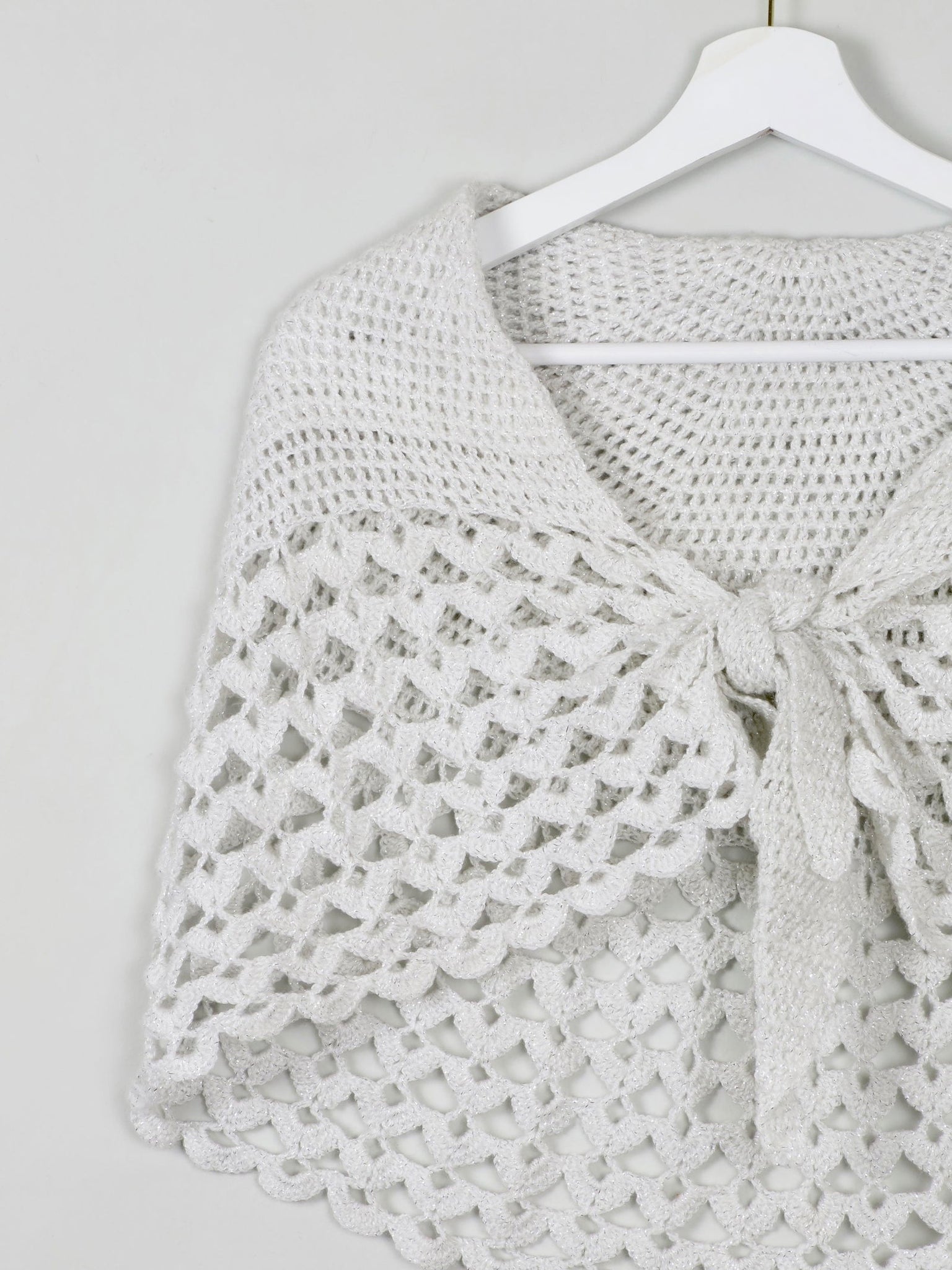 Silver Vintage Crochet Shawl - The Harlequin