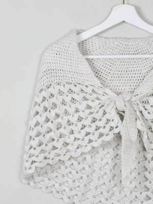 Silver Vintage Crochet Shawl - The Harlequin