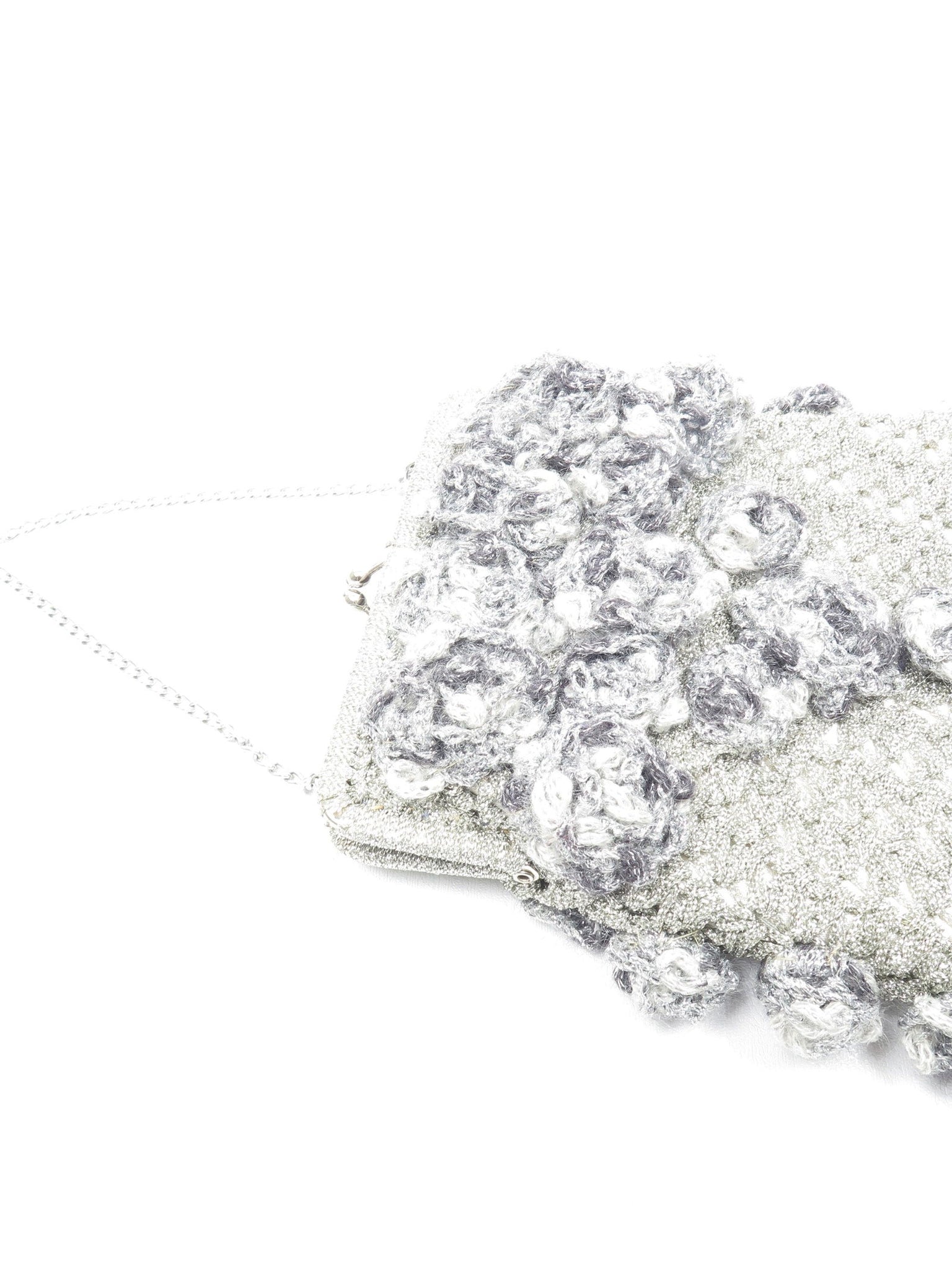 Silver Vintage Crochet Style Evening Bag - The Harlequin