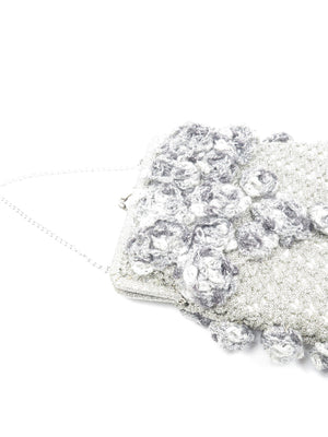 Silver Vintage Crochet Style Evening Bag - The Harlequin