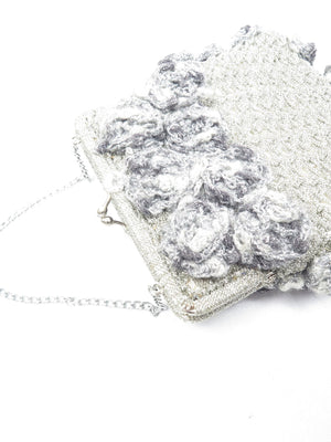 Silver Vintage Crochet Style Evening Bag - The Harlequin