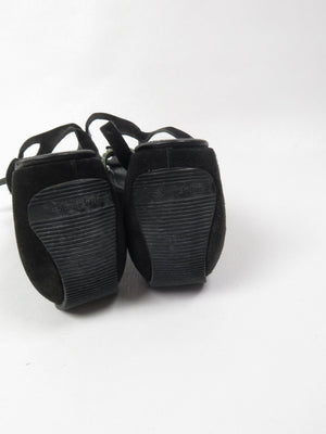 Stephaine Kelian Black Suede Wedge Shoes With Green Stones 5.5 - The Harlequin
