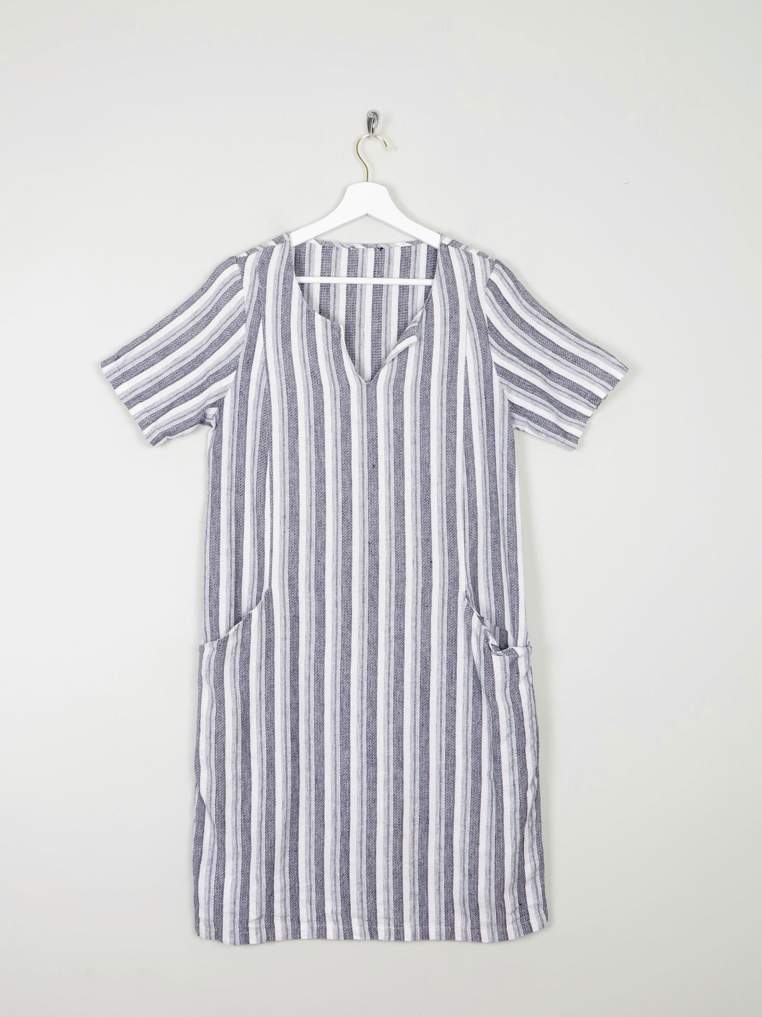 Striped Grey & Black Tunic Dress S - The Harlequin