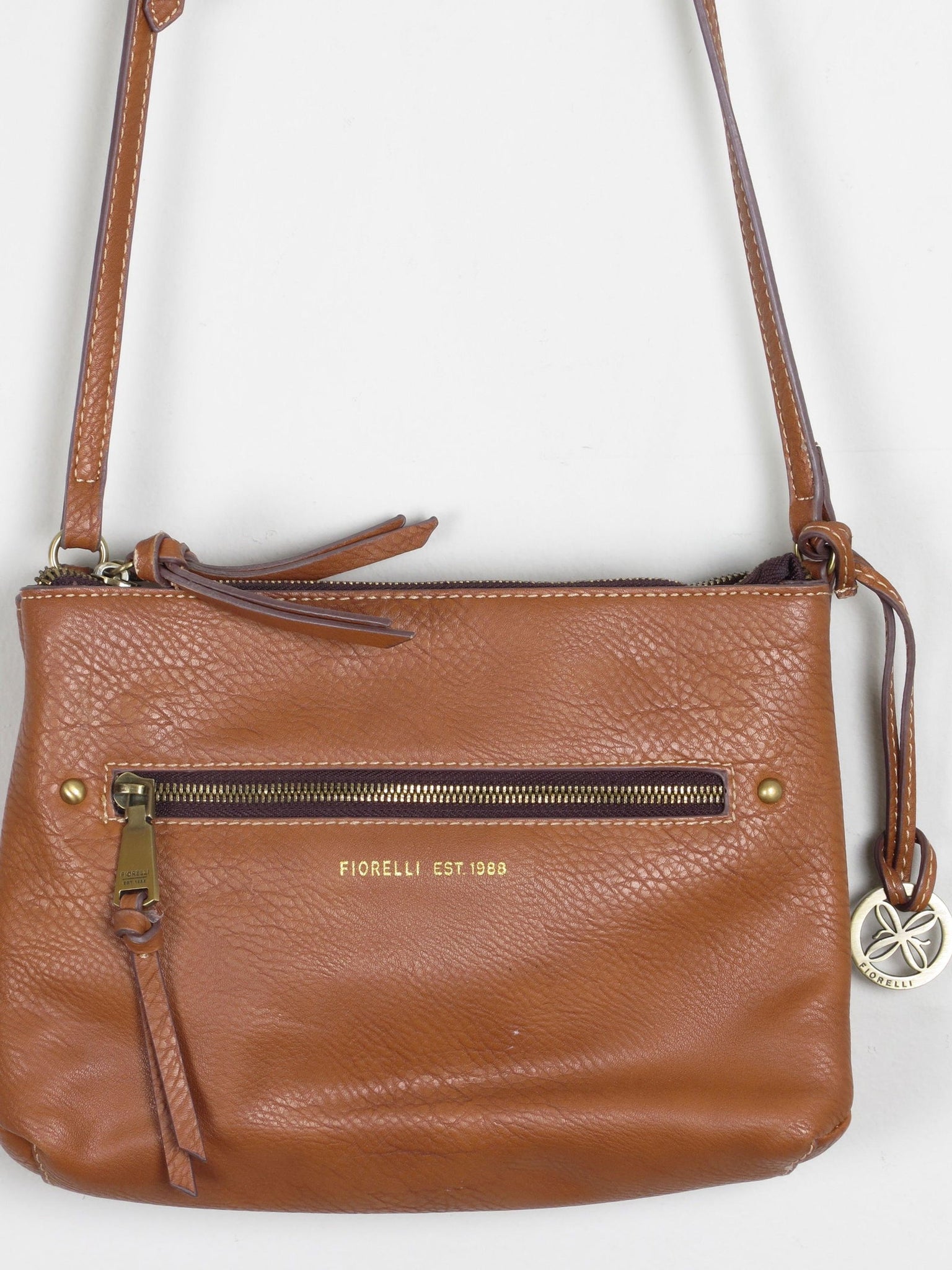 Tan Leather Vintage Fiorelli Cross Body Bag - The Harlequin