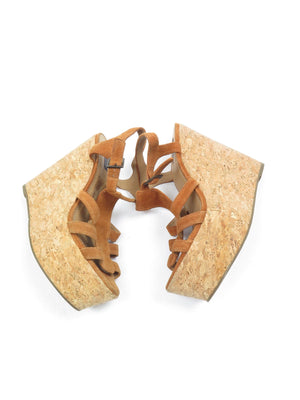 Tan Suede & Cork Vintage Style Kurt Geiger Wedge Shoes 40/7 - The Harlequin