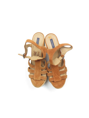 Tan Suede & Cork Vintage Style Kurt Geiger Wedge Shoes 40/7 - The Harlequin
