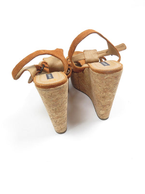 Tan Suede & Cork Vintage Style Kurt Geiger Wedge Shoes 40/7 - The Harlequin