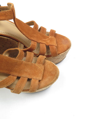 Tan Suede & Cork Vintage Style Kurt Geiger Wedge Shoes 40/7 - The Harlequin