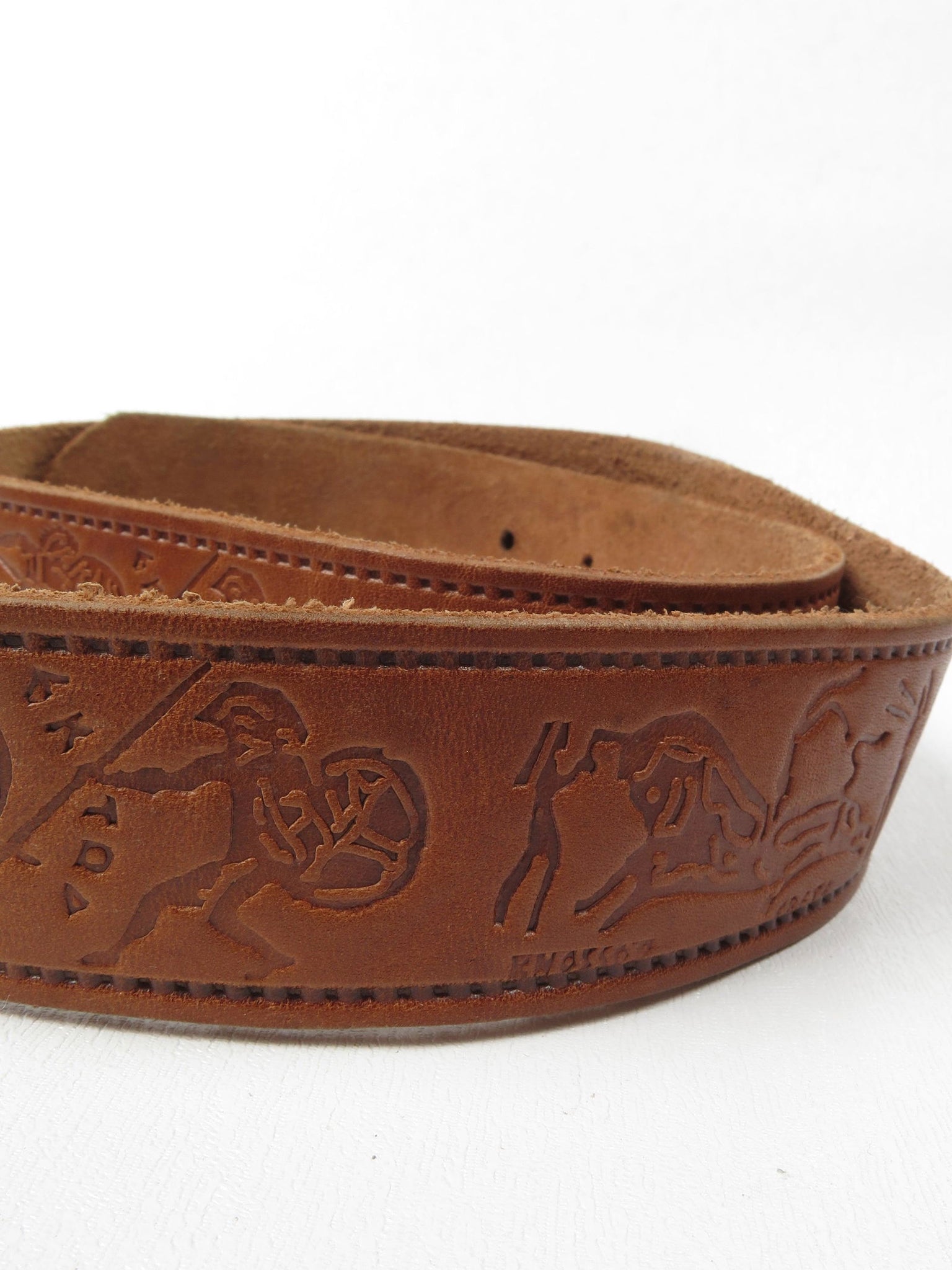 Tan Vintage Leather Belt S - The Harlequin