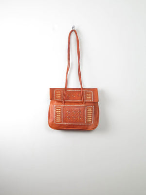 Tan Vintage Leather Ethnic Bag - The Harlequin