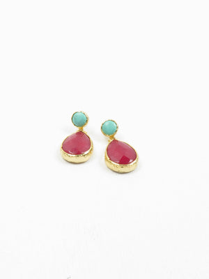 Teardrop Earrings With Gem Stones - The Harlequin