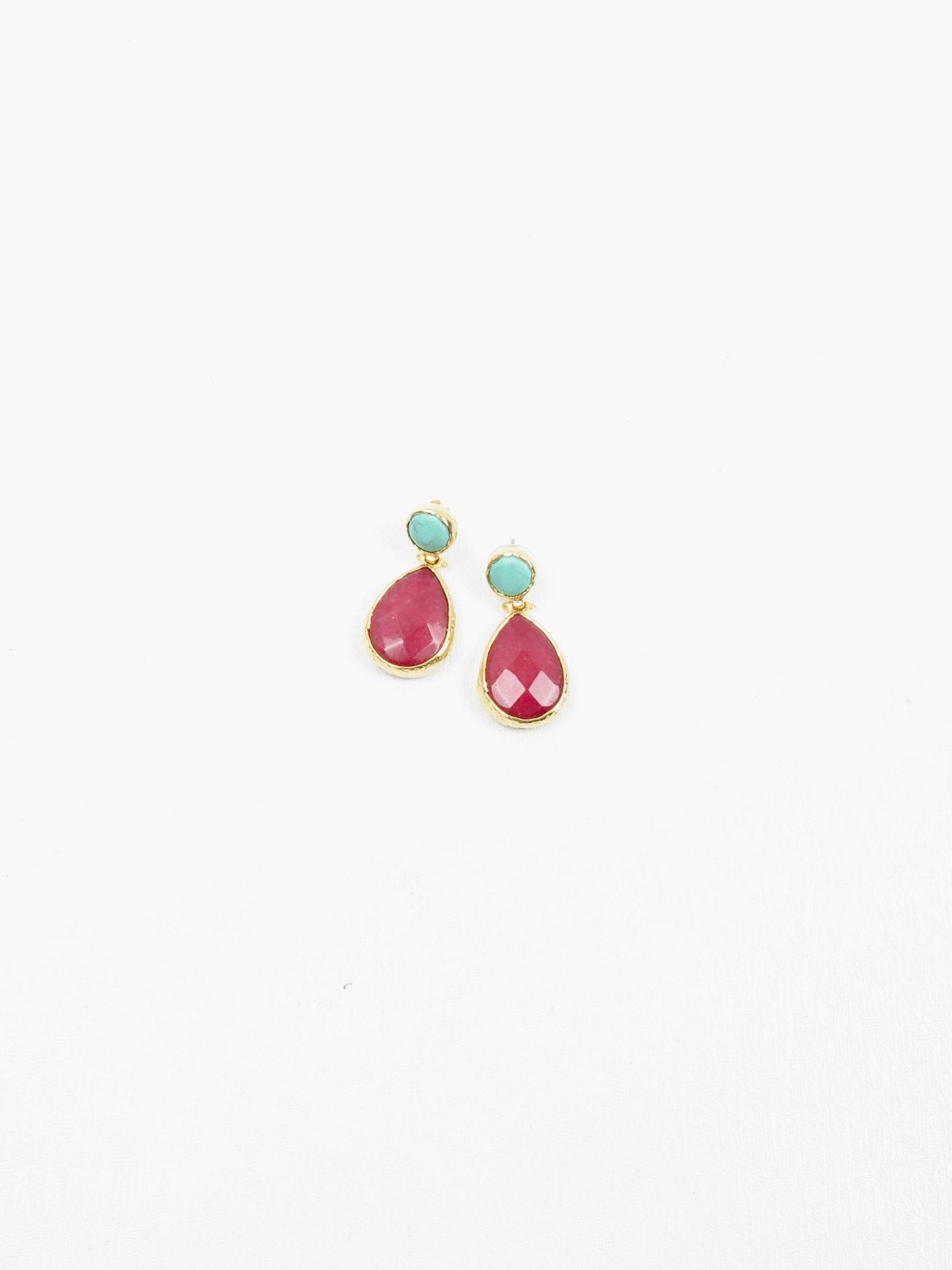 Teardrop Earrings With Gem Stones - The Harlequin