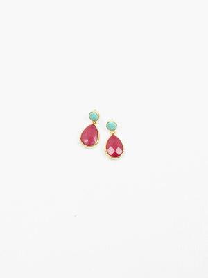 Teardrop Earrings With Gem Stones - The Harlequin