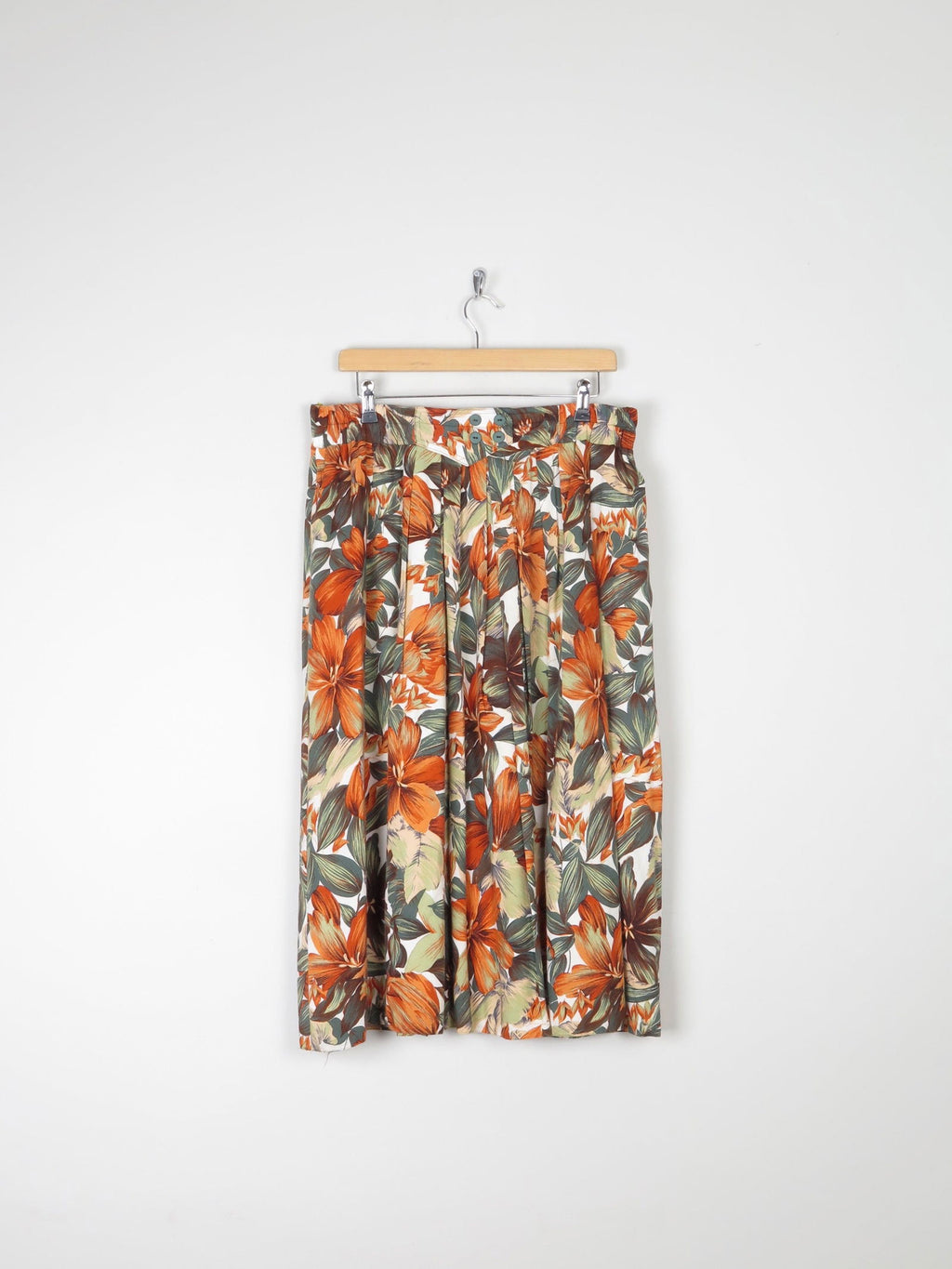 Tropical Print Knee Length Vintage Skirt L/XL - The Harlequin