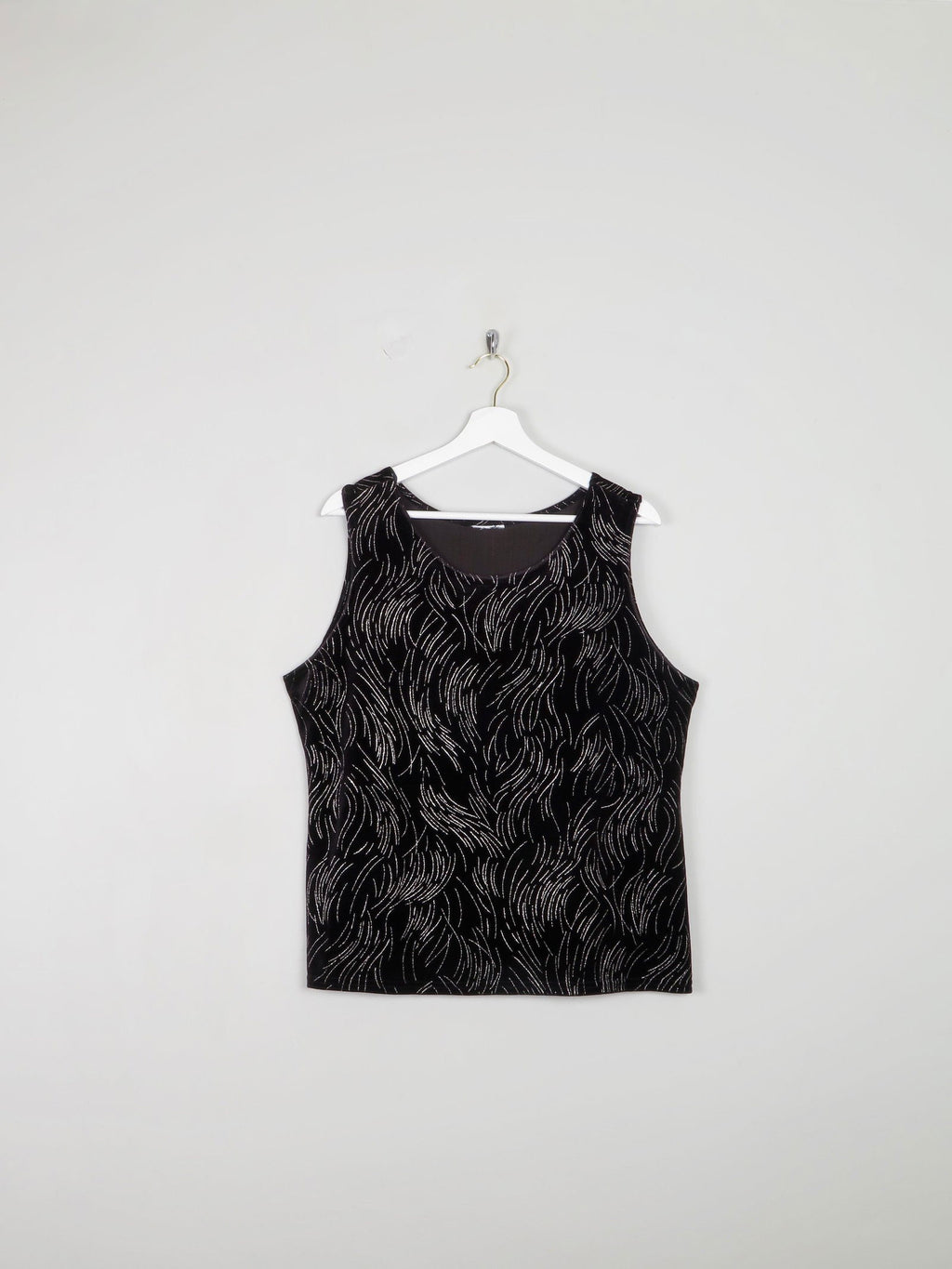 Velvet Sleeveless Top With Gold Embossed Print XL 46" Chest - The Harlequin
