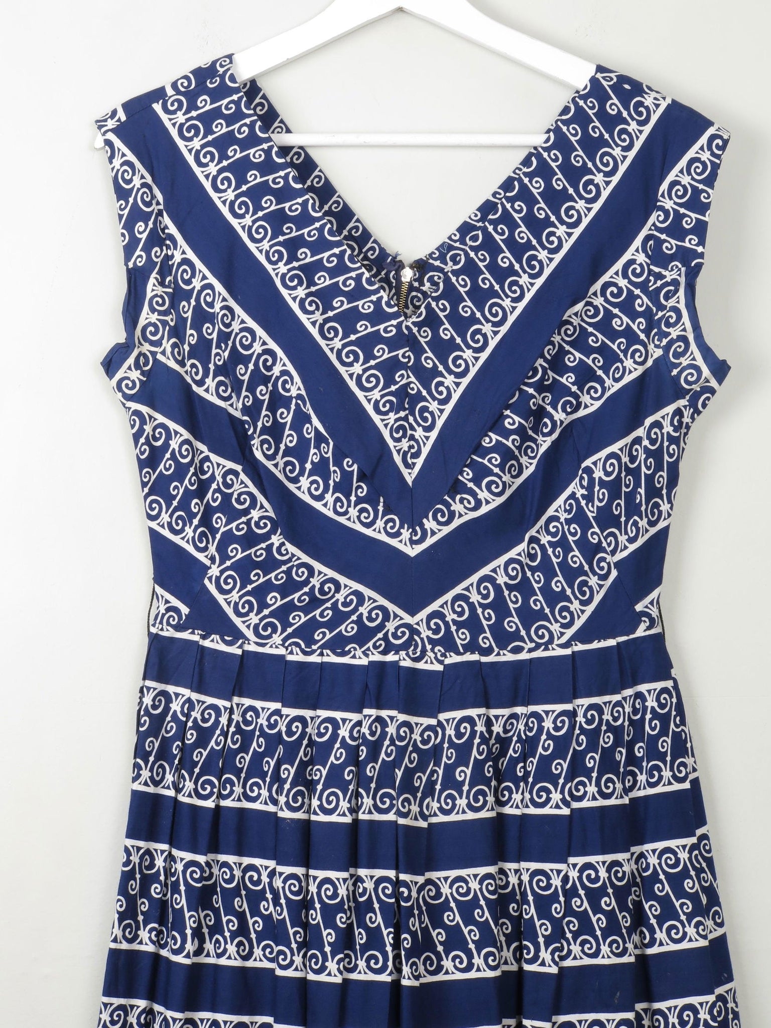 Vintage 1950s Navy Printed Dress S - The Harlequin