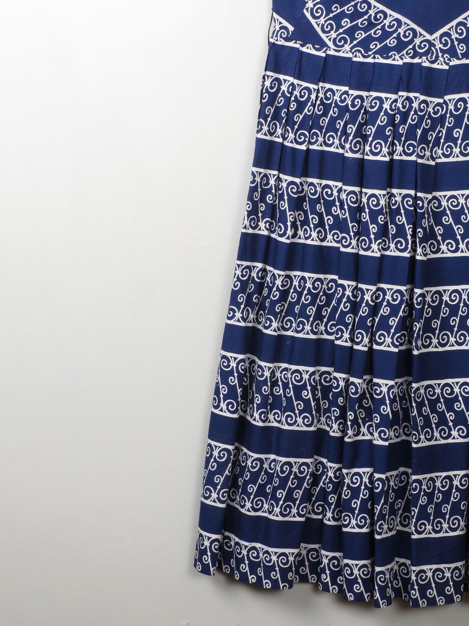 Vintage 1950s Navy Printed Dress S - The Harlequin