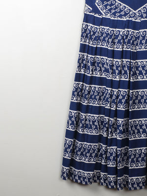 Vintage 1950s Navy Printed Dress S - The Harlequin