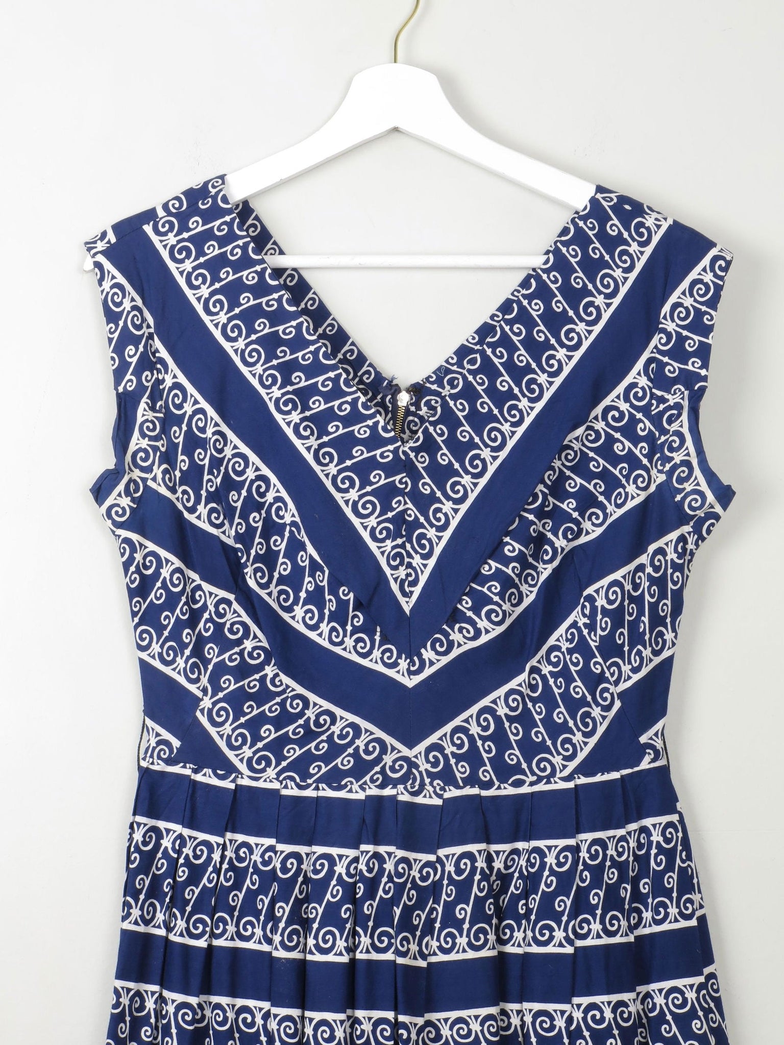 Vintage 1950s Navy Printed Dress S - The Harlequin
