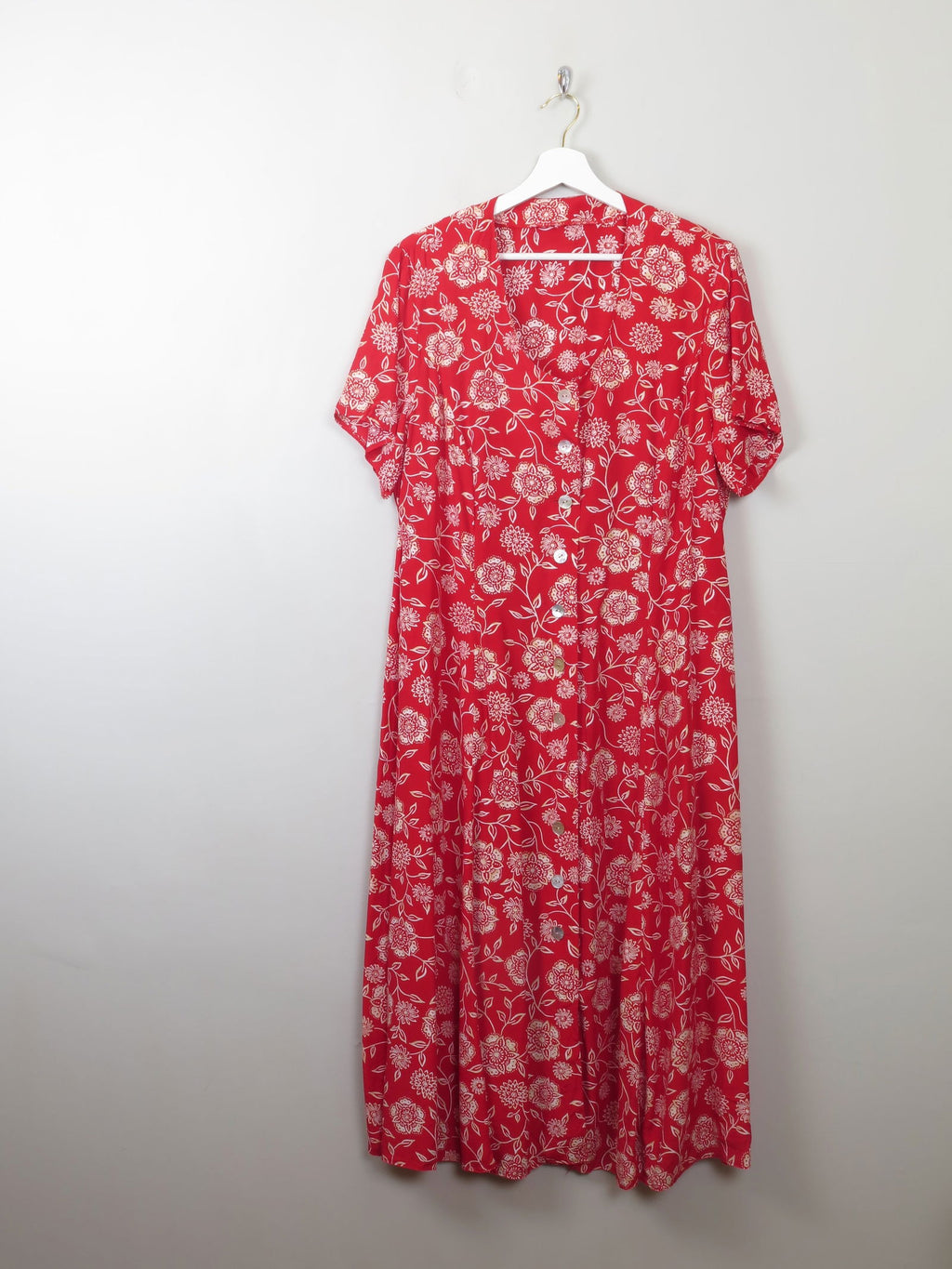 Vintage 90s Red Printed Tea Dress L/XL - The Harlequin