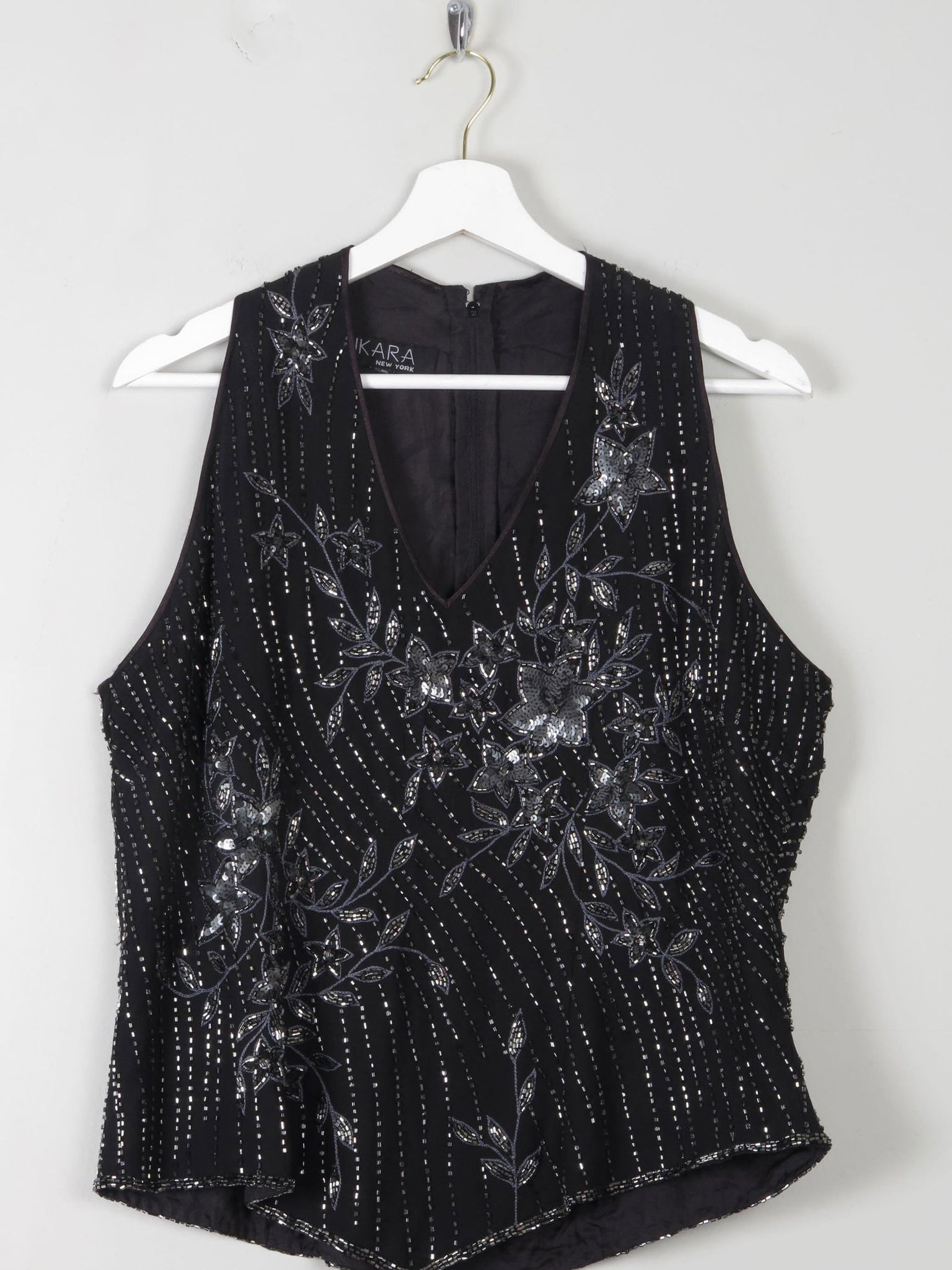 Vintage Beaded Sleeveless Top L - The Harlequin