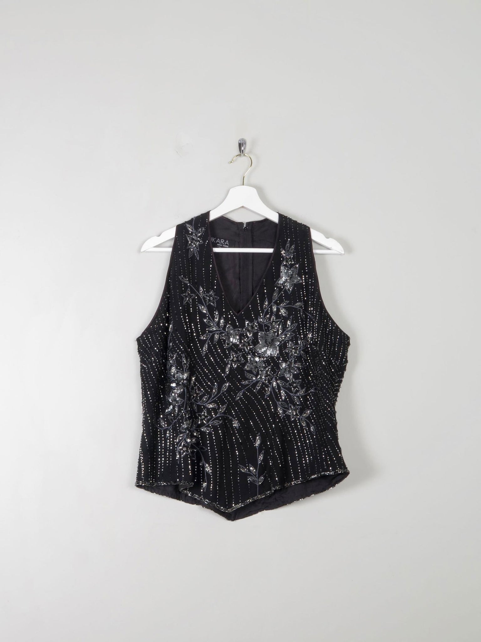 Vintage Beaded Sleeveless Top L - The Harlequin